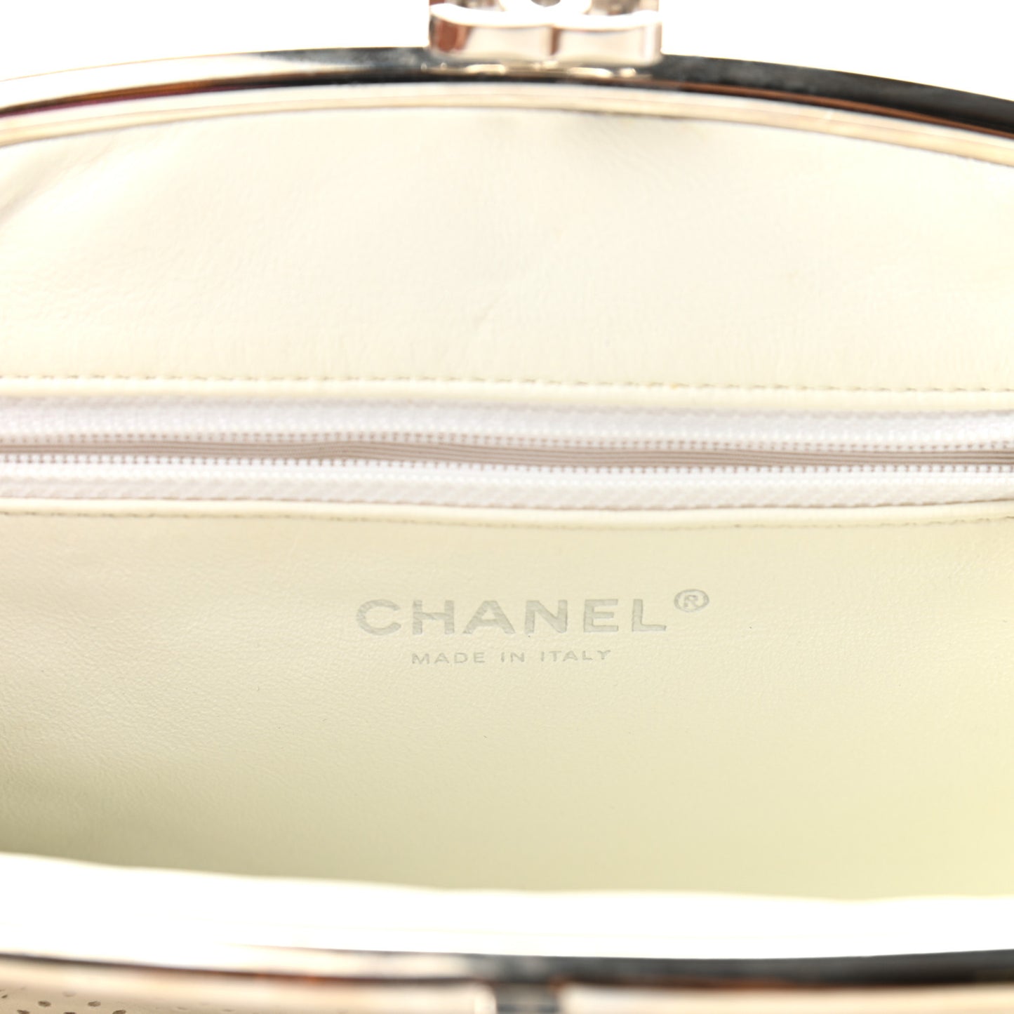 Lambskin Perforated Timeless Clutch White