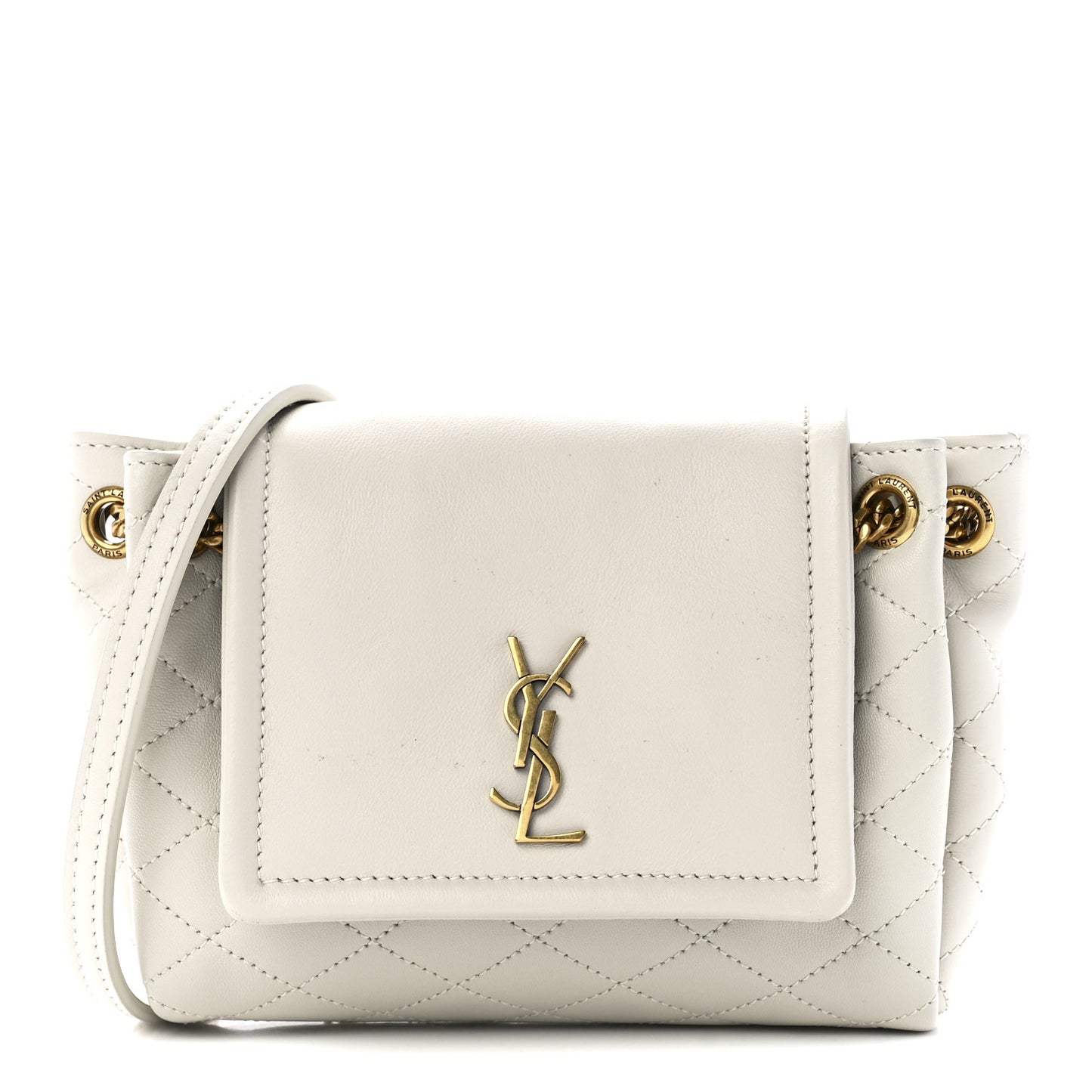 Lambskin Quilted Monogram Mini Nolita Blanc Vintage