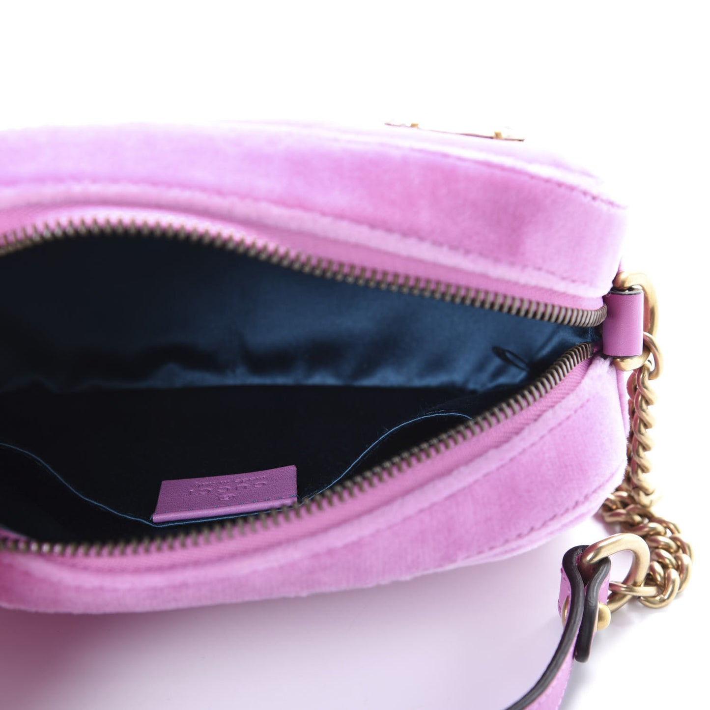 Velvet Matelasse Marquise Crystals Mini GG Marmont Chain Shoulder Bag Malva