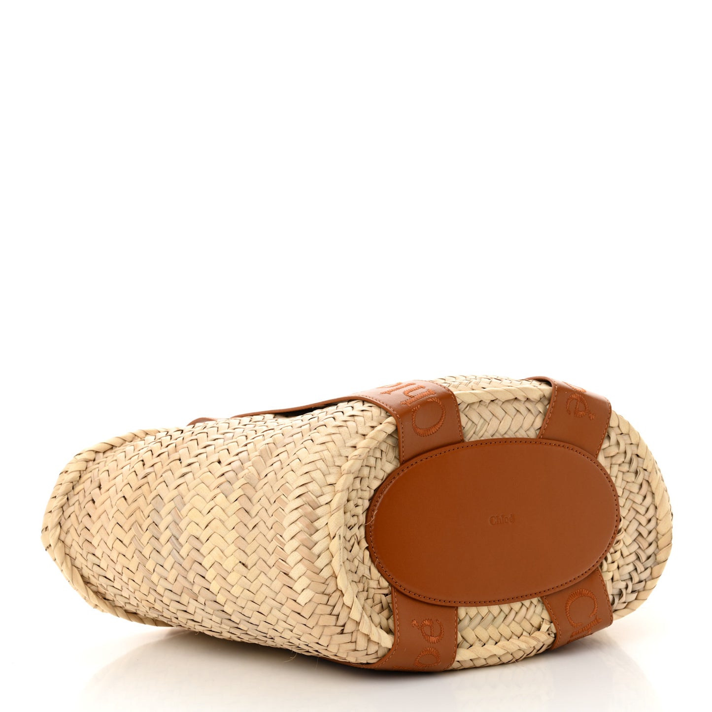 Raffia Smooth Calfskin Medium Sense Basket Caramel