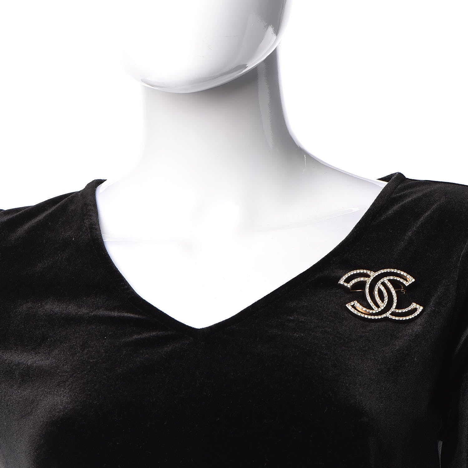 Chanel Crystal CC Brooch Gold 2 of 5