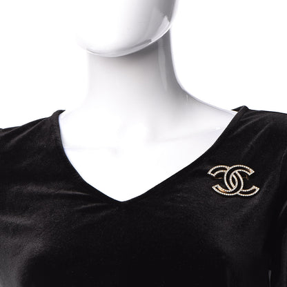 Chanel Crystal CC Brooch Gold 2 of 5