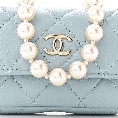 Chanel Lambskin Quilted Pearl Chain Belt Bag Light Blue 9 of 11