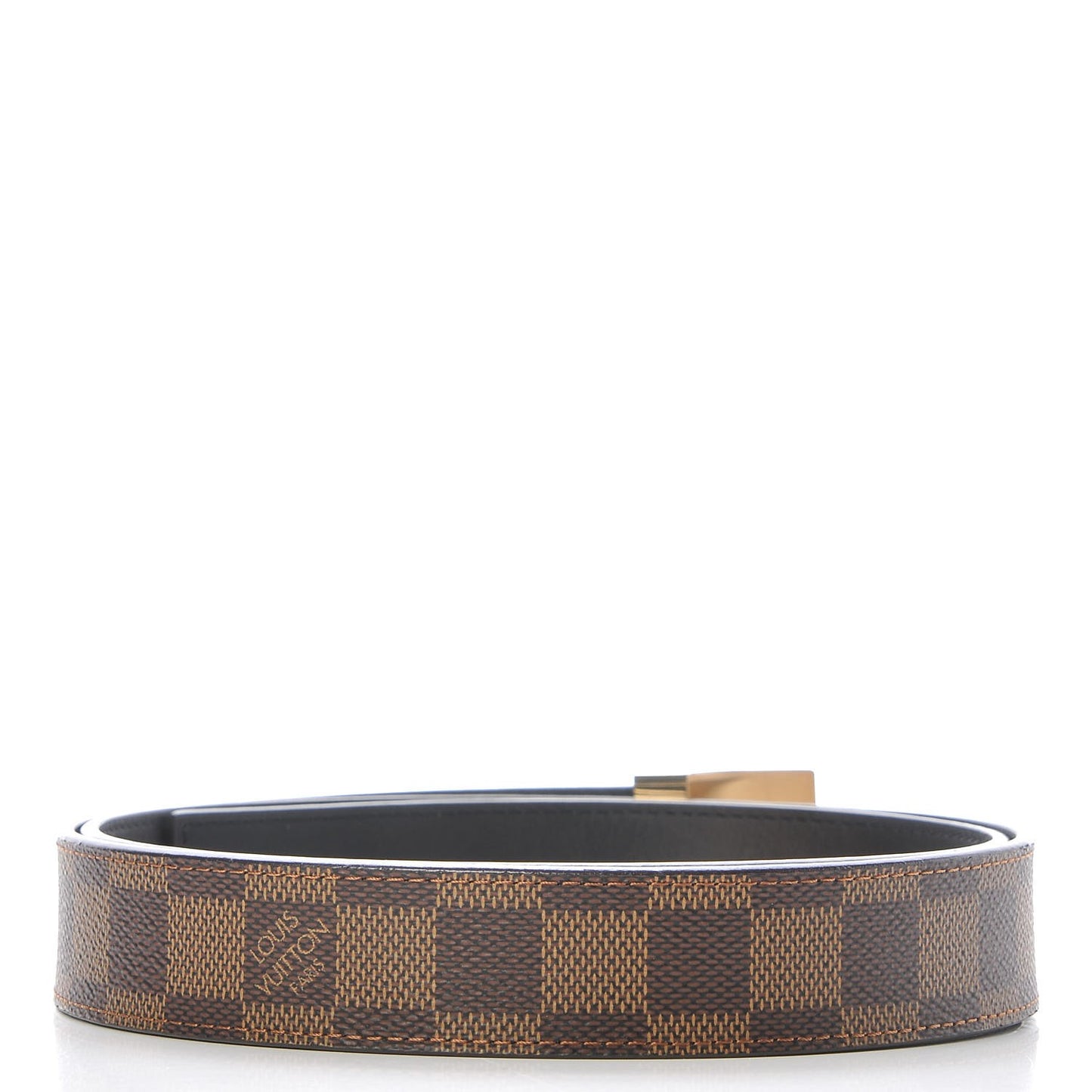 Damier Ebene LV Paris Buckle Belt 100 40 Gold