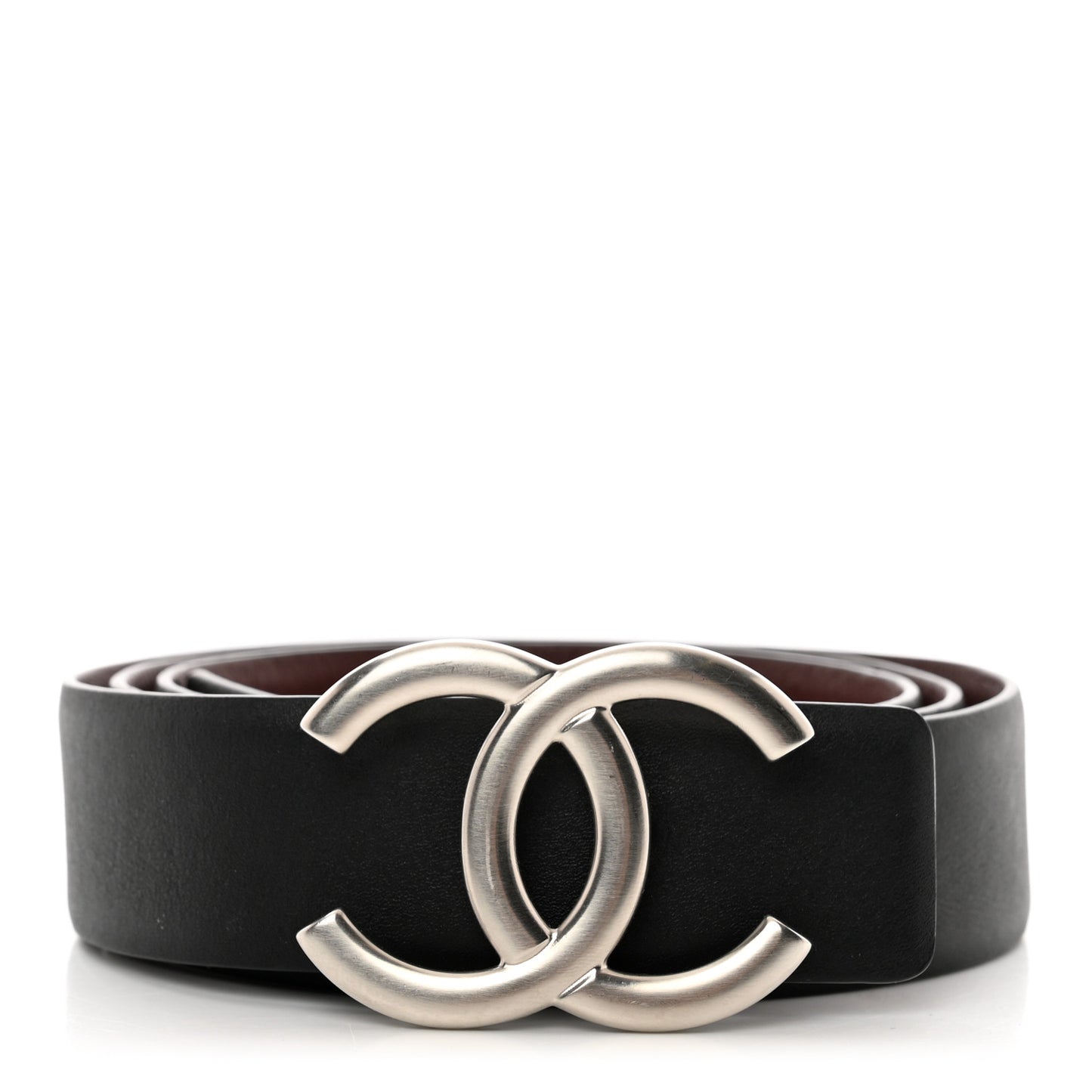 Calfskin CC Reversible Belt 85 34 Black Burgundy