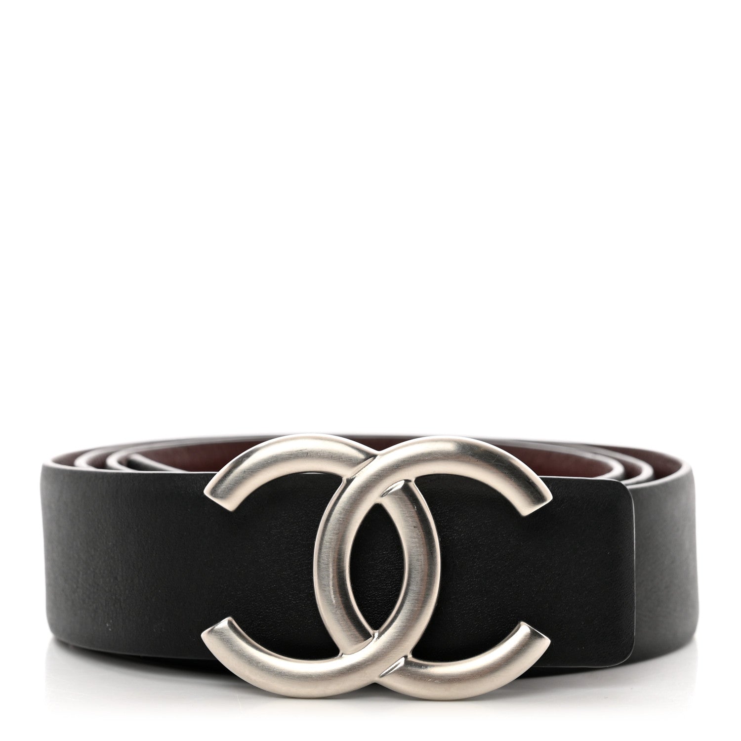 Chanel Calfskin CC Reversible Belt 85 34 Black Burgundy 1 of 5