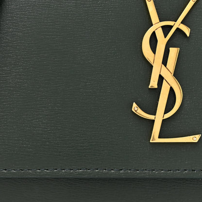 Saint Laurent Smooth Calfskin Medium Monogram Sunset Satchel Dark Green 9 of 14