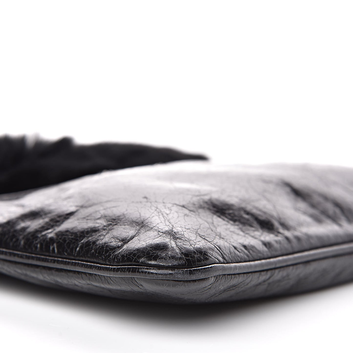 Nappa Lux Rabbit Fur Pouch Black