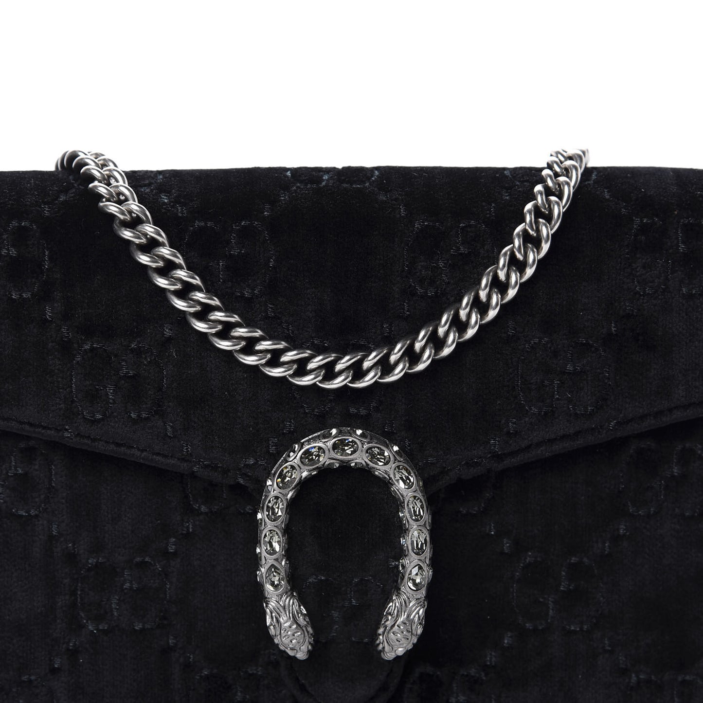 Velvet GG Monogram Mini Dionysus Chain Wallet Black