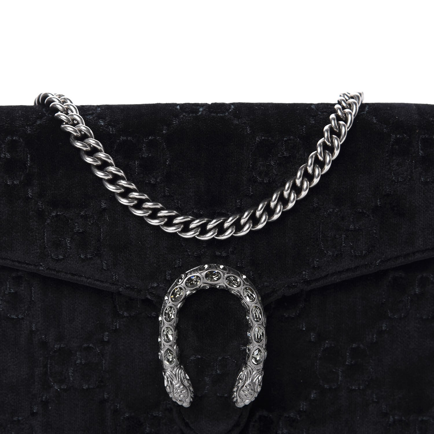 Gucci Velvet GG Monogram Mini Dionysus Chain Wallet Black 10 of 10