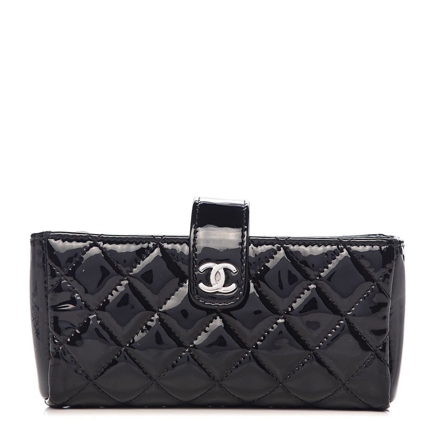 Patent Quilted Mini Phone Holder Clutch Black