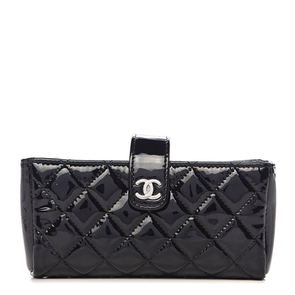 Chanel Patent Quilted Mini Phone Holder Clutch Black 1 of 10