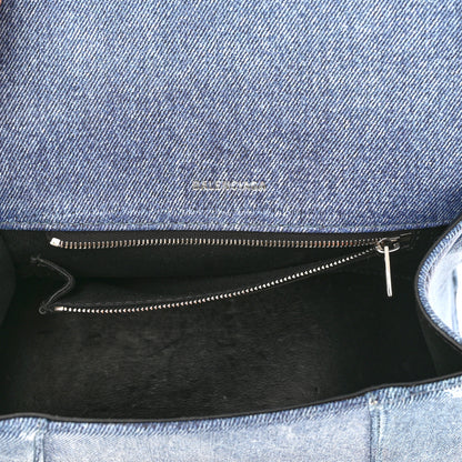 Balenciaga Nappa Denim Printed Small Hourglass Top Handle Bag Denim Blue 6 of 10