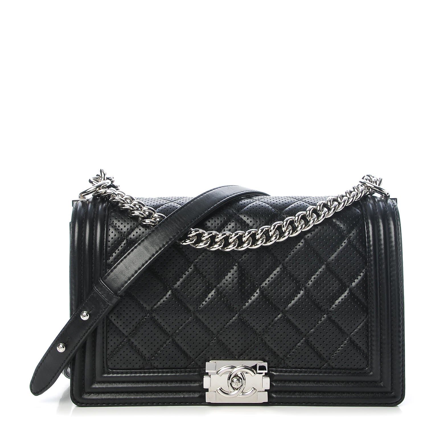 Chanel Perforated Lambskin Quilted New Medium Boy Flap Black 1 of 8