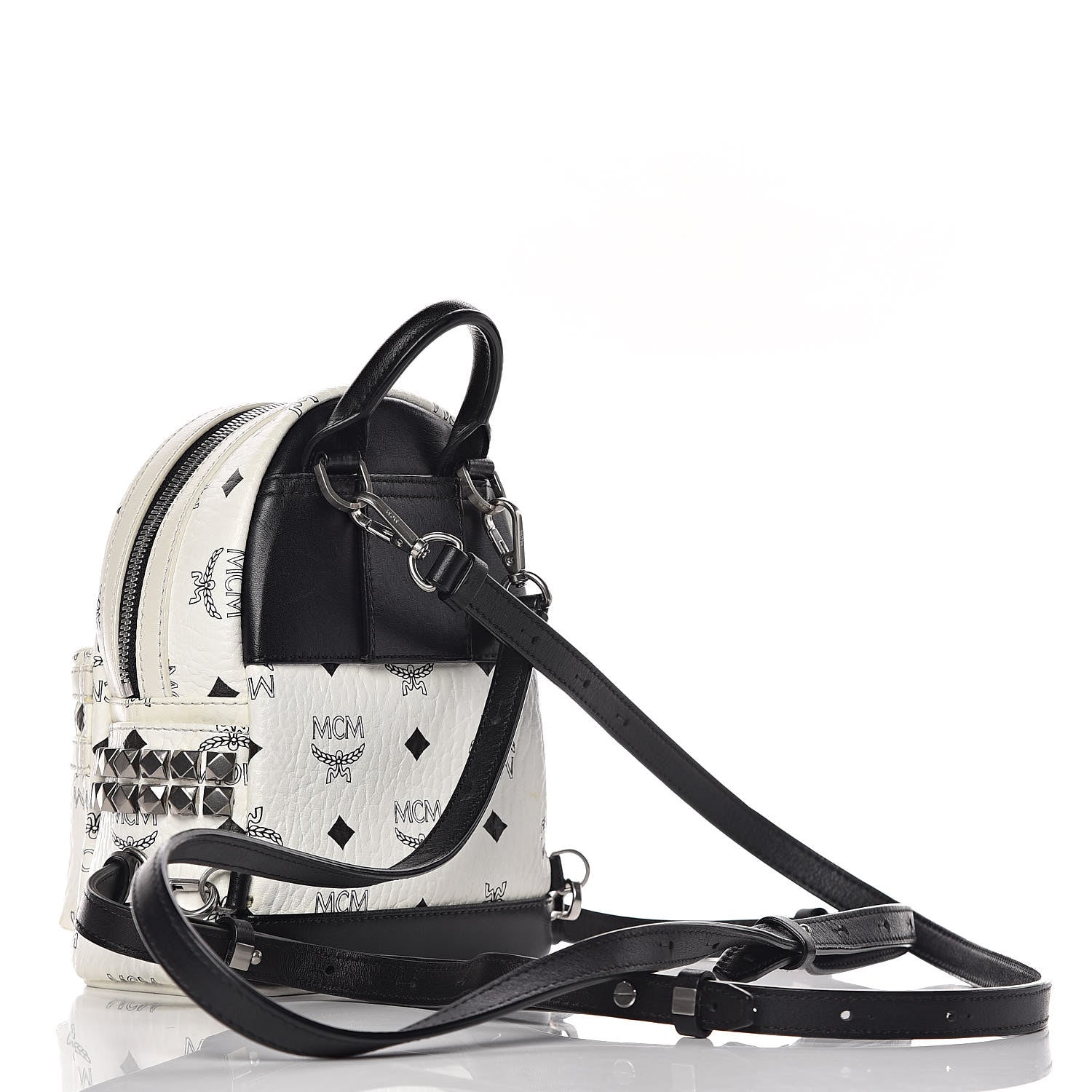 MCM Visetos Studded X-Mini Bebe Boo Backpack White 3 of 10