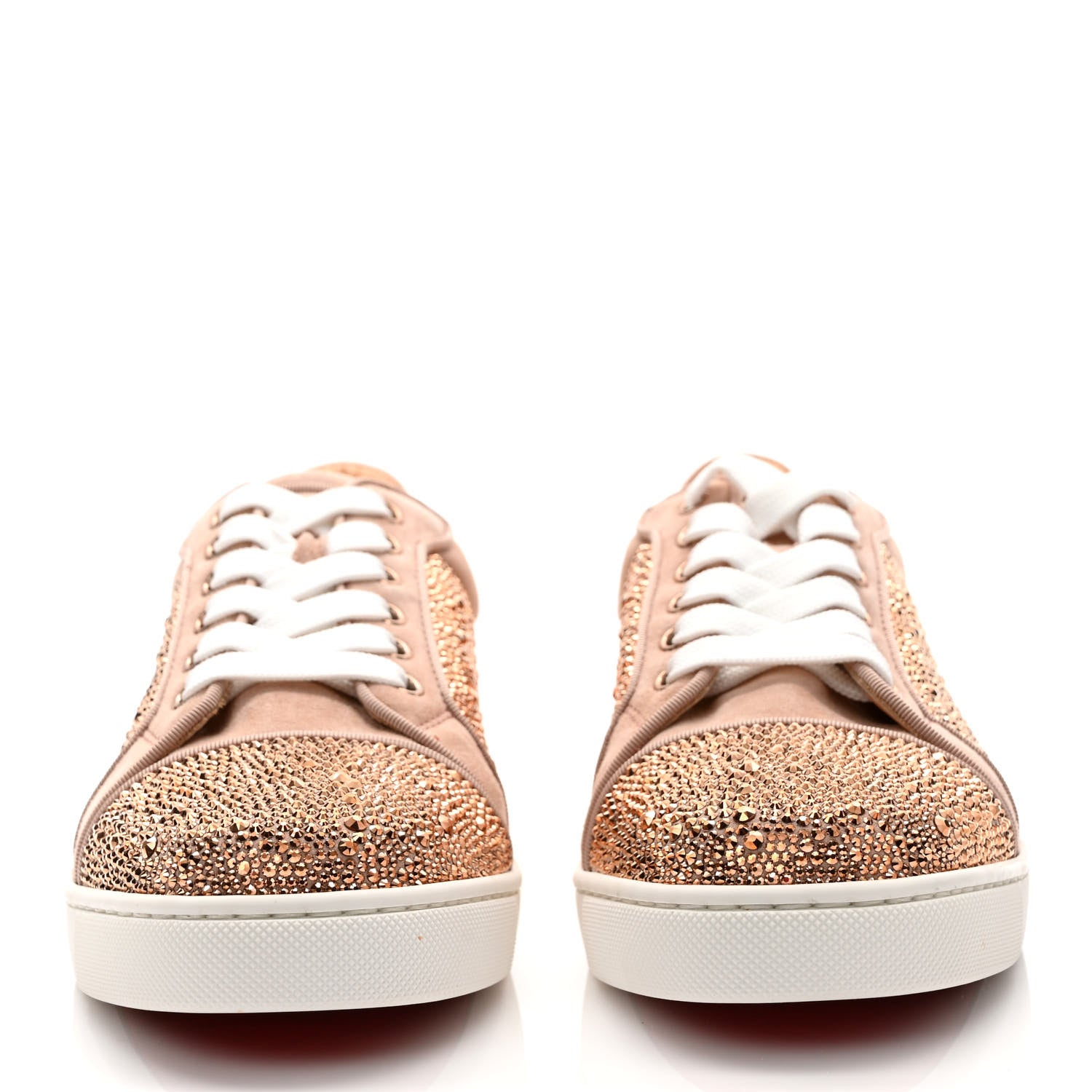 Christian Louboutin Veau Velours Calfskin Crystal Womens Viera Flat Sneakers 39 Antoinette 2 of 7