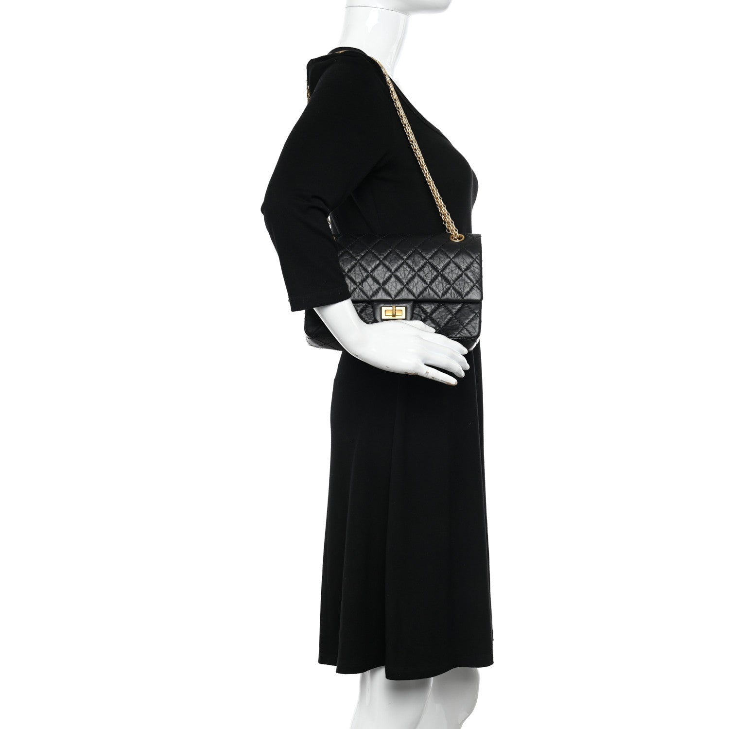 Chanel Aged Calfskin Quilted 2.55 Reissue 225 Flap Black 2 of 15