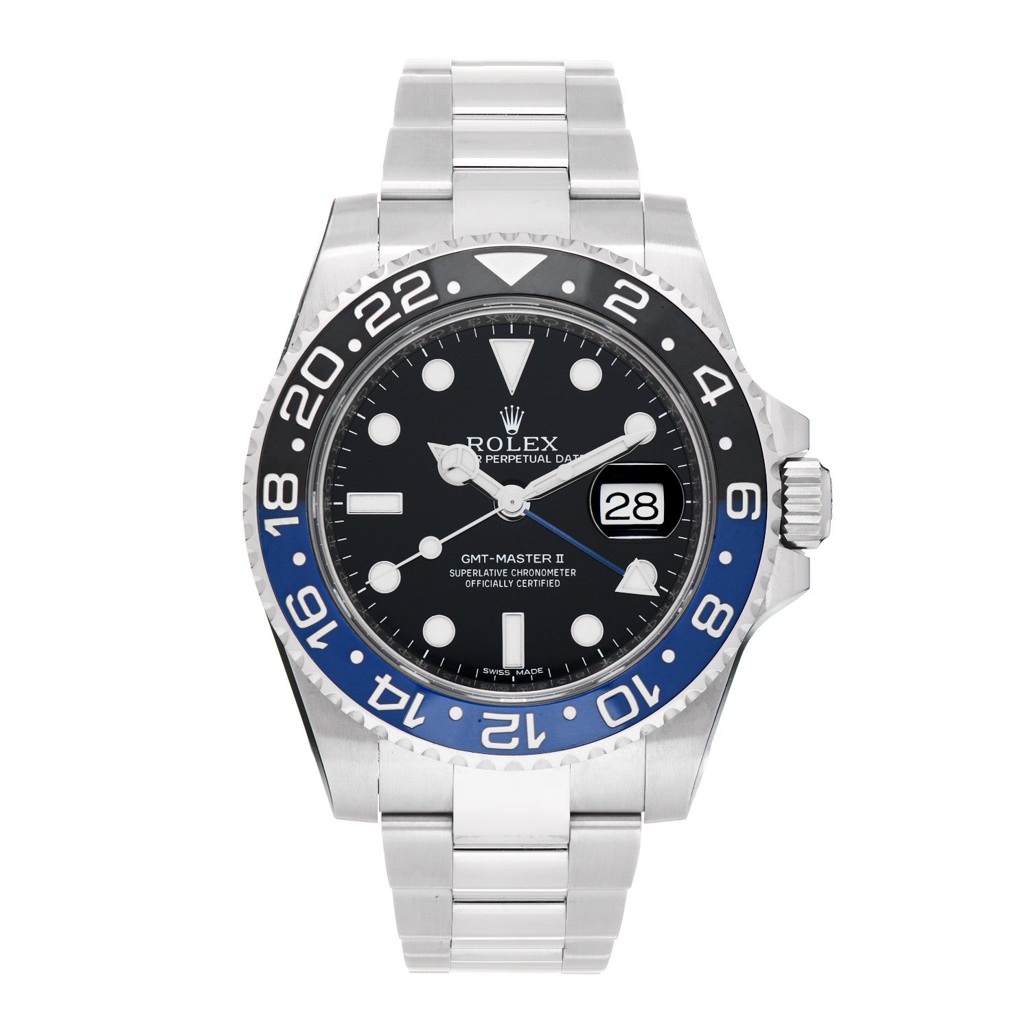 Rolex Stainless Steel 40mm Oyster Perpetual Date GMT Master II Batman Watch Black 116710BLNR 1 of 5