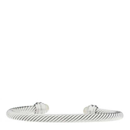 David Yurman Sterling Silver Diamond Pearl 5mm Cable Classics Princess Bracelet 2 of 3
