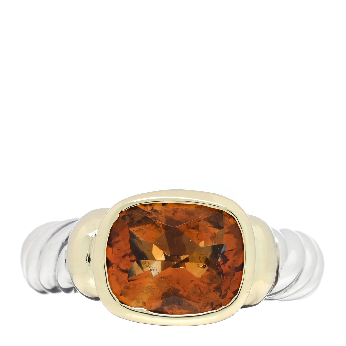 Sterling Silver 14K Yellow Gold Citrine 10mm Noblesse Ring 54 7