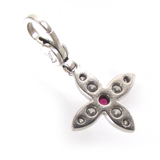 Louis Vuitton 18k Gold Diamond Ruby Fleur Pendant 2 of 3