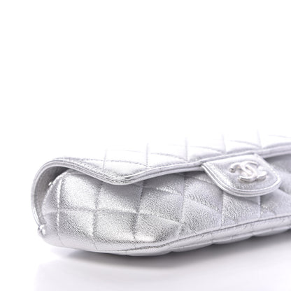 Chanel Metallic Lambskin Quilted Glasses Case With Chain Silver 9 of 12