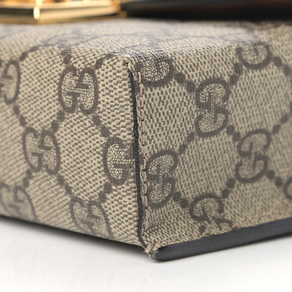 Gucci GG Supreme Monogram Calfskin Mini Padlock Top Handle Shoulder Bag Beige Black Cuir 9 of 9