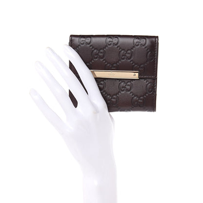 Gucci Guccissima Metal Bar French Flap Wallet Dark Chocolate 2 of 7