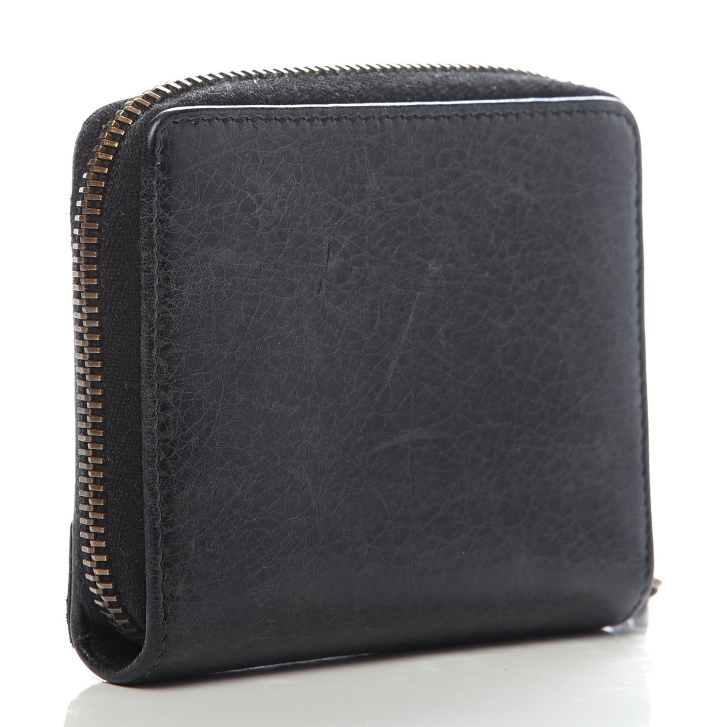 Agneau Classic Gold Hardware Zip Around Card Holder Black