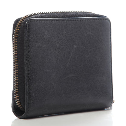 Balenciaga Agneau Classic Gold Hardware Zip Around Card Holder Black 3 of 8