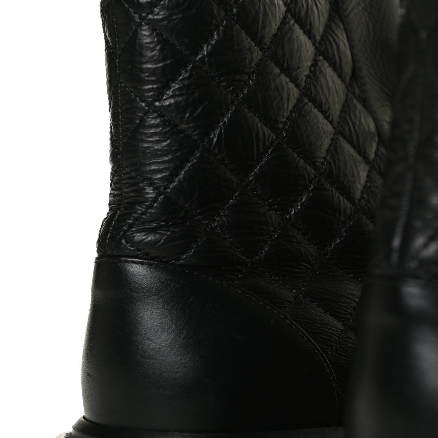 Chanel Shiny Goatskin Calfskin Quilted Lace Up Combat Boots 38 Black 11 of 13