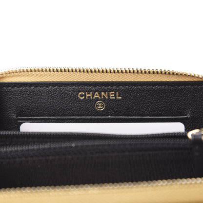 Chanel Metallic Calfskin Crocodile Embossed Small Zip Wallet Gold 5 of 8