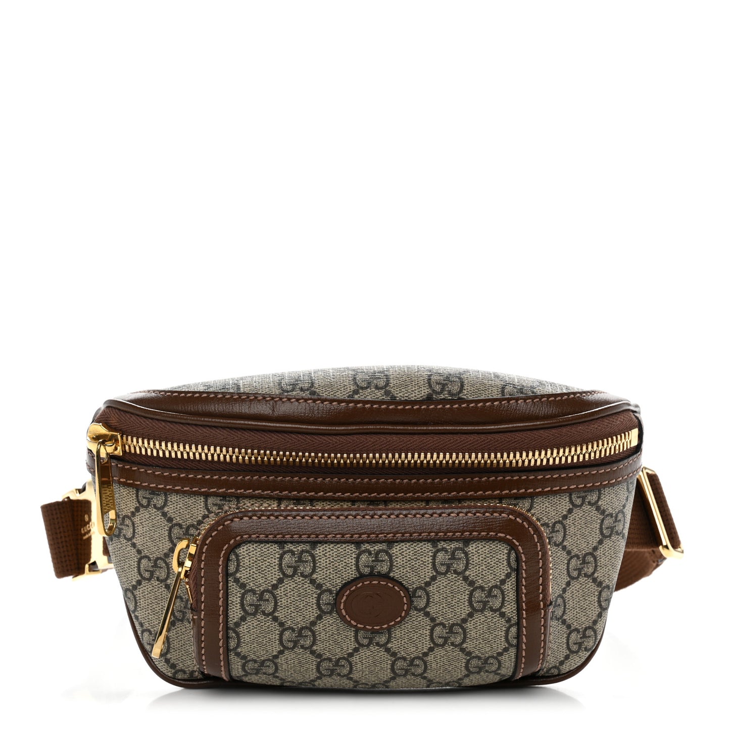 GG Supreme Monogram Textured Calfskin Retro Interlocking G Belt Bag Beige Ebony Brown Sugar