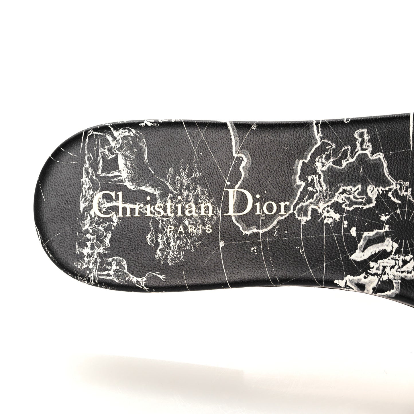 Canvas Around the World Embroidered Dway Flat Slide Sandals 38 Black White