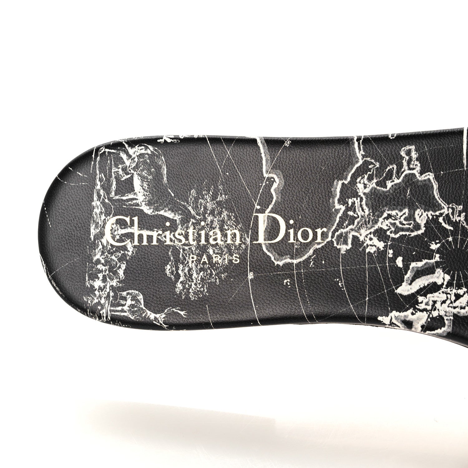 Christian Dior Canvas Around the World Embroidered Dway Flat Slide Sandals 38 Black White 7 of 9