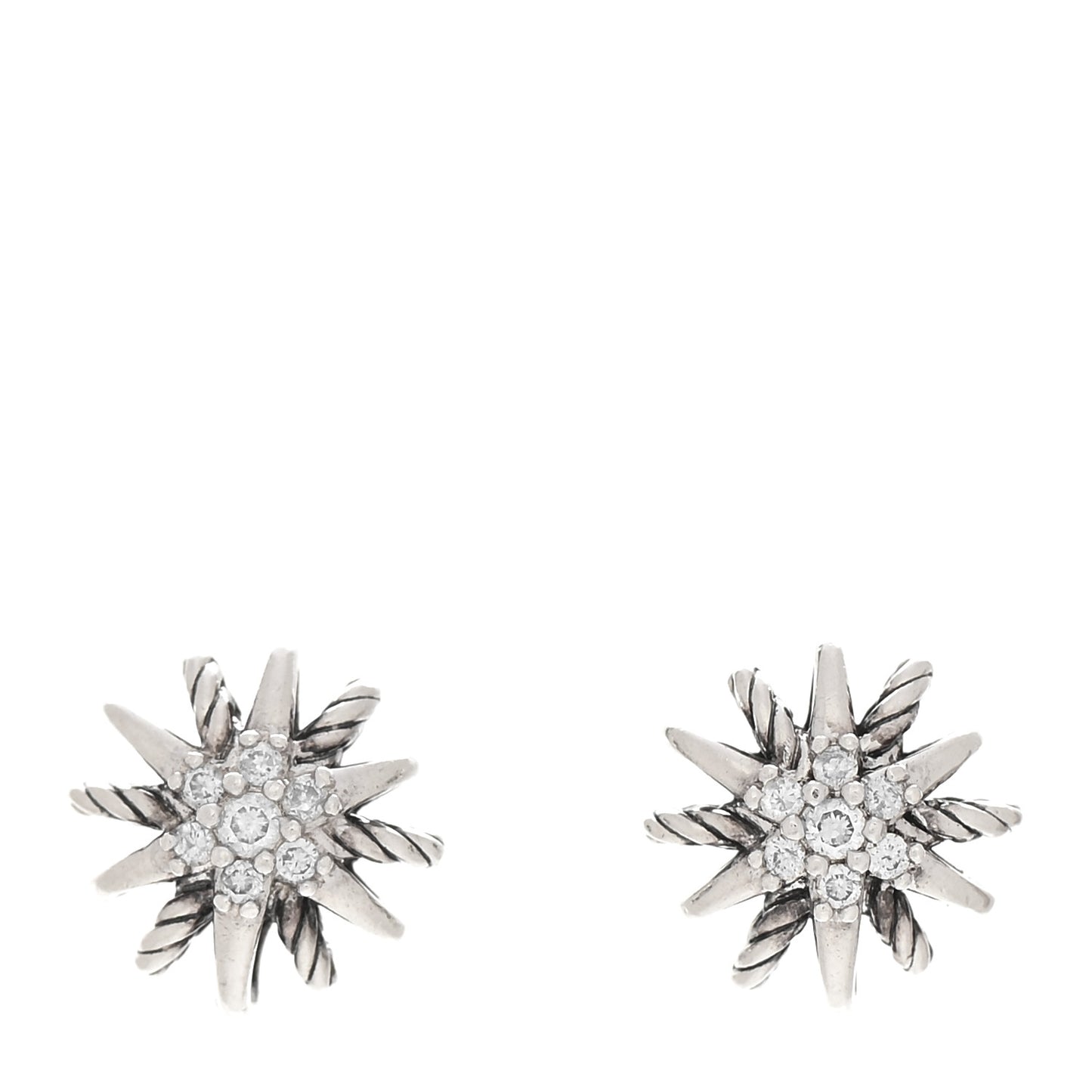 Sterling Silver Diamond 10mm Starburst Earrings