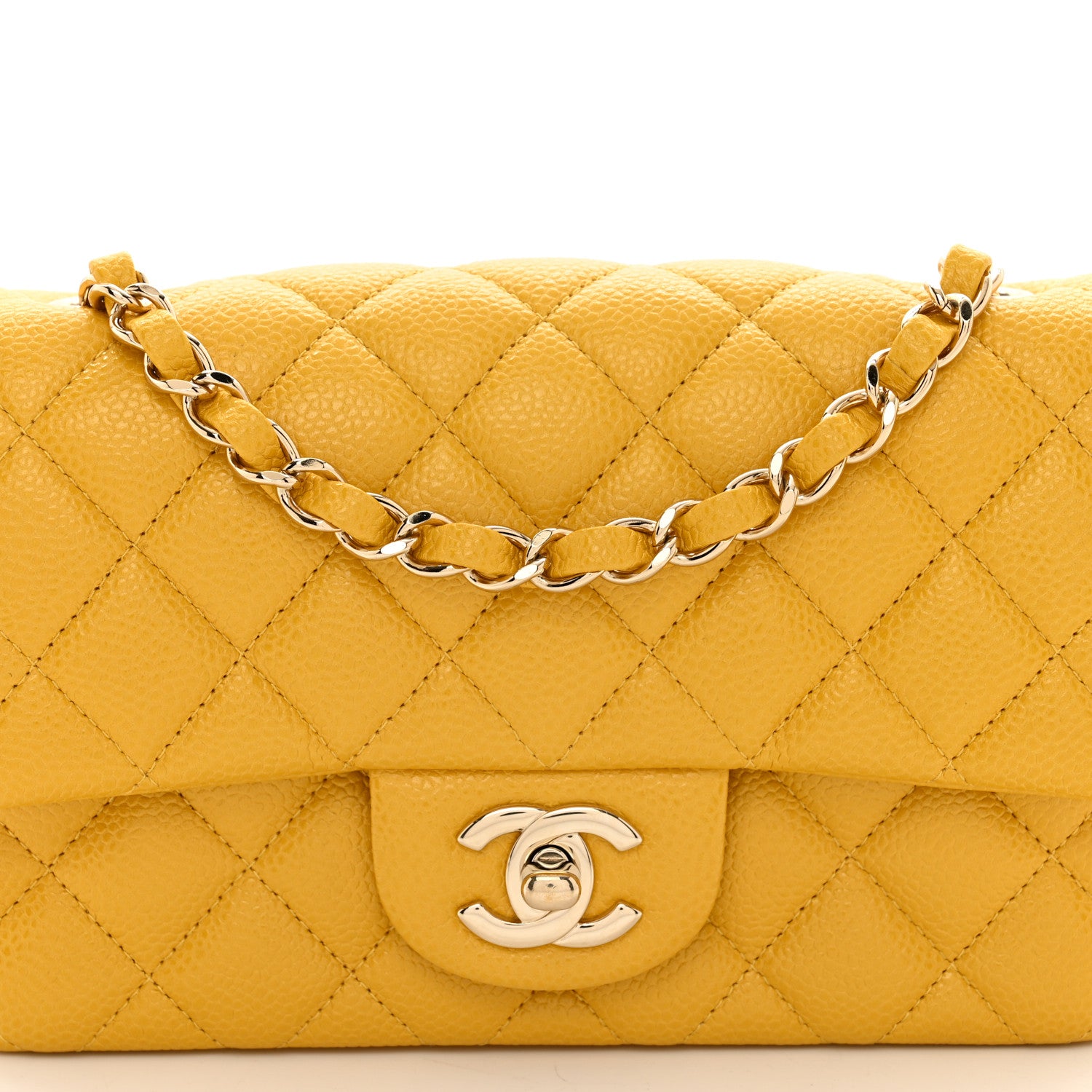 Chanel Caviar Quilted Mini Rectangular Flap Yellow 5 of 11