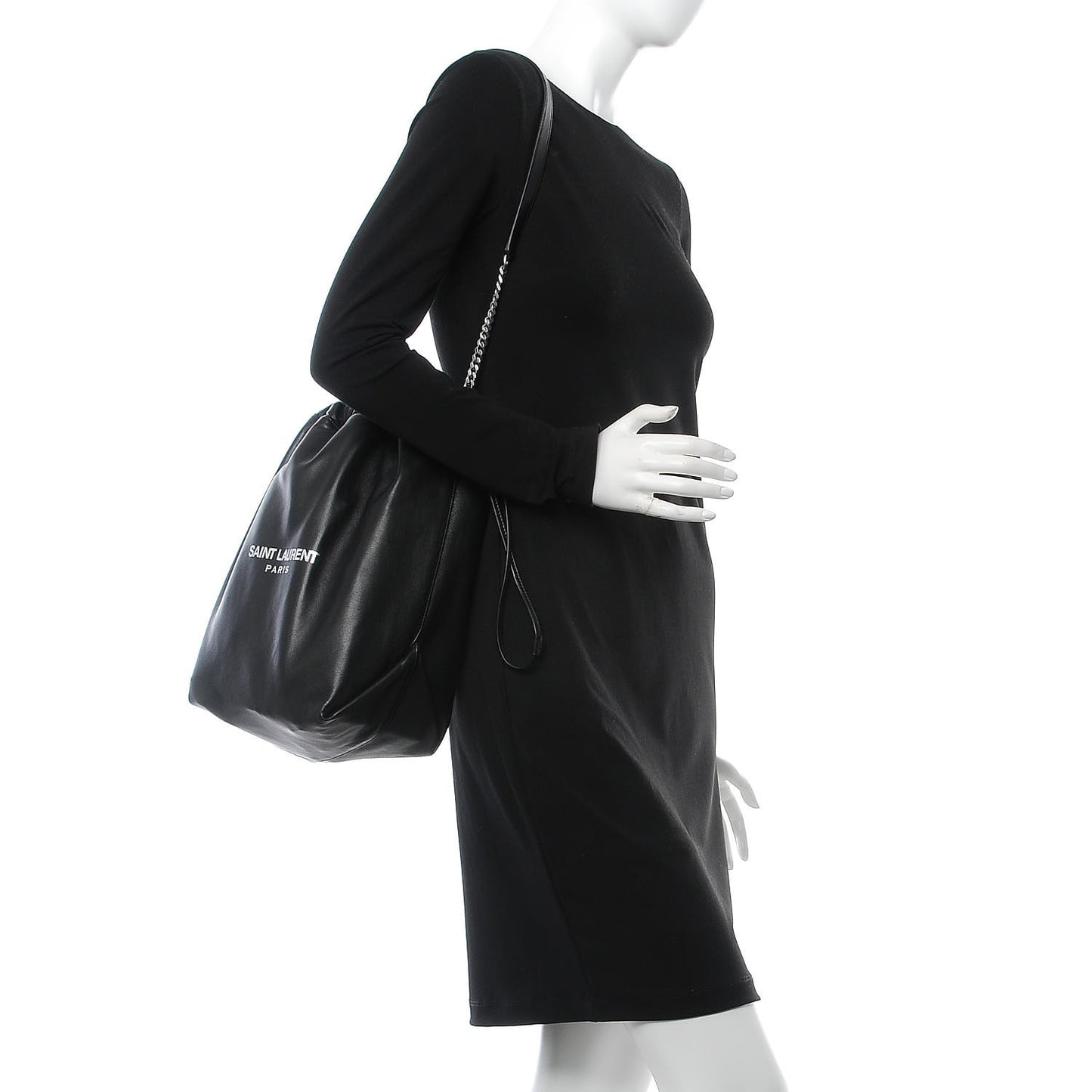Lambskin Teddy Drawstring Bag Black