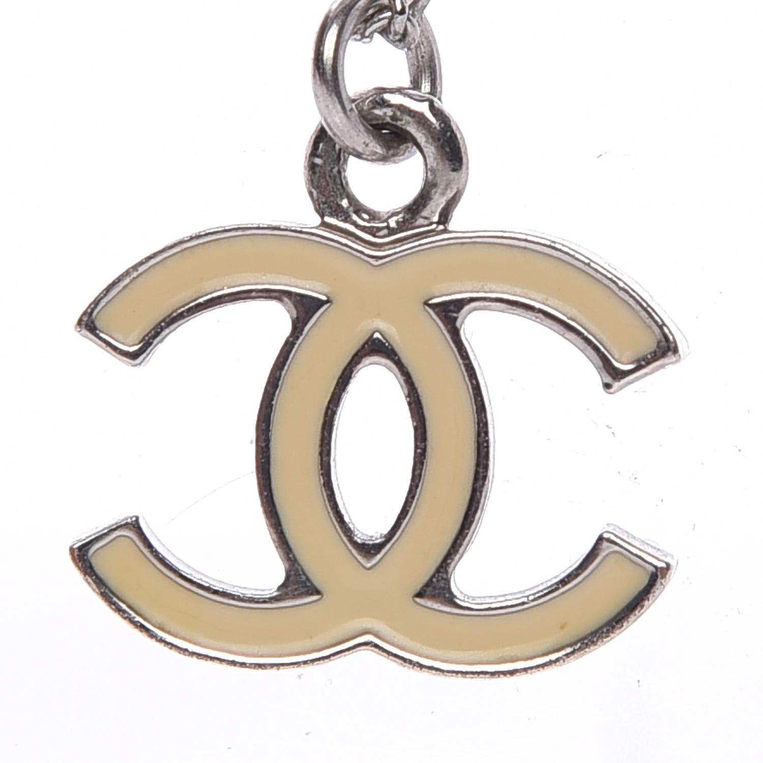 Chanel Enamel CC Necklace Silver White 4 of 6