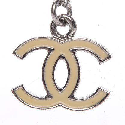 Chanel Enamel CC Necklace Silver White 4 of 6