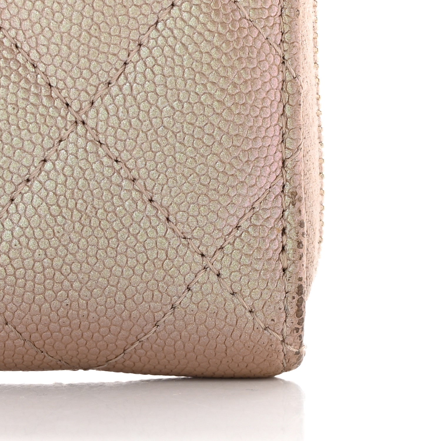 Chanel Iridescent Caviar Quilted Zipped Key Holder Case Beige 10 of 21