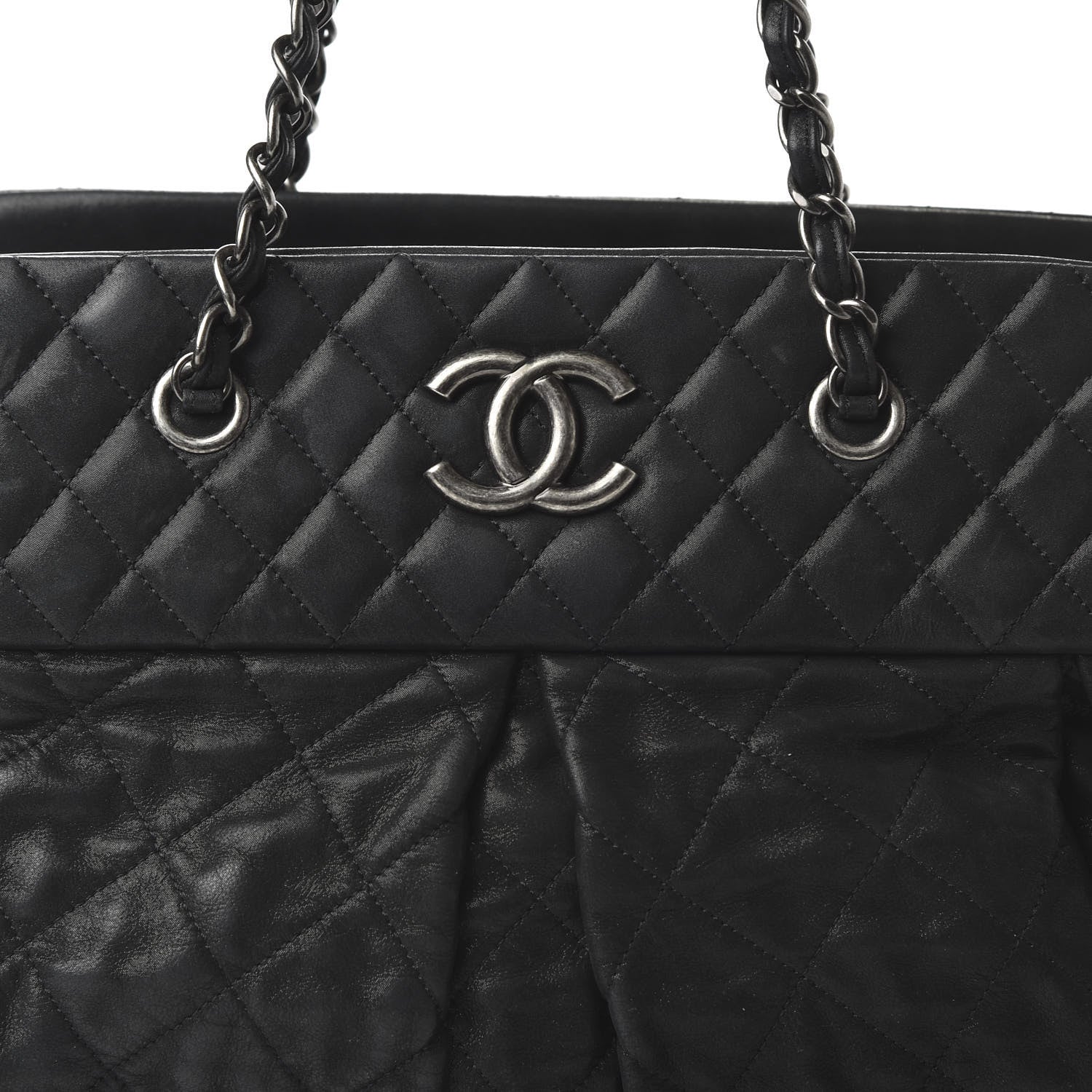 Chanel Iridescent Calfskin Chic Quilt Bowling Bag Black 10 of 12