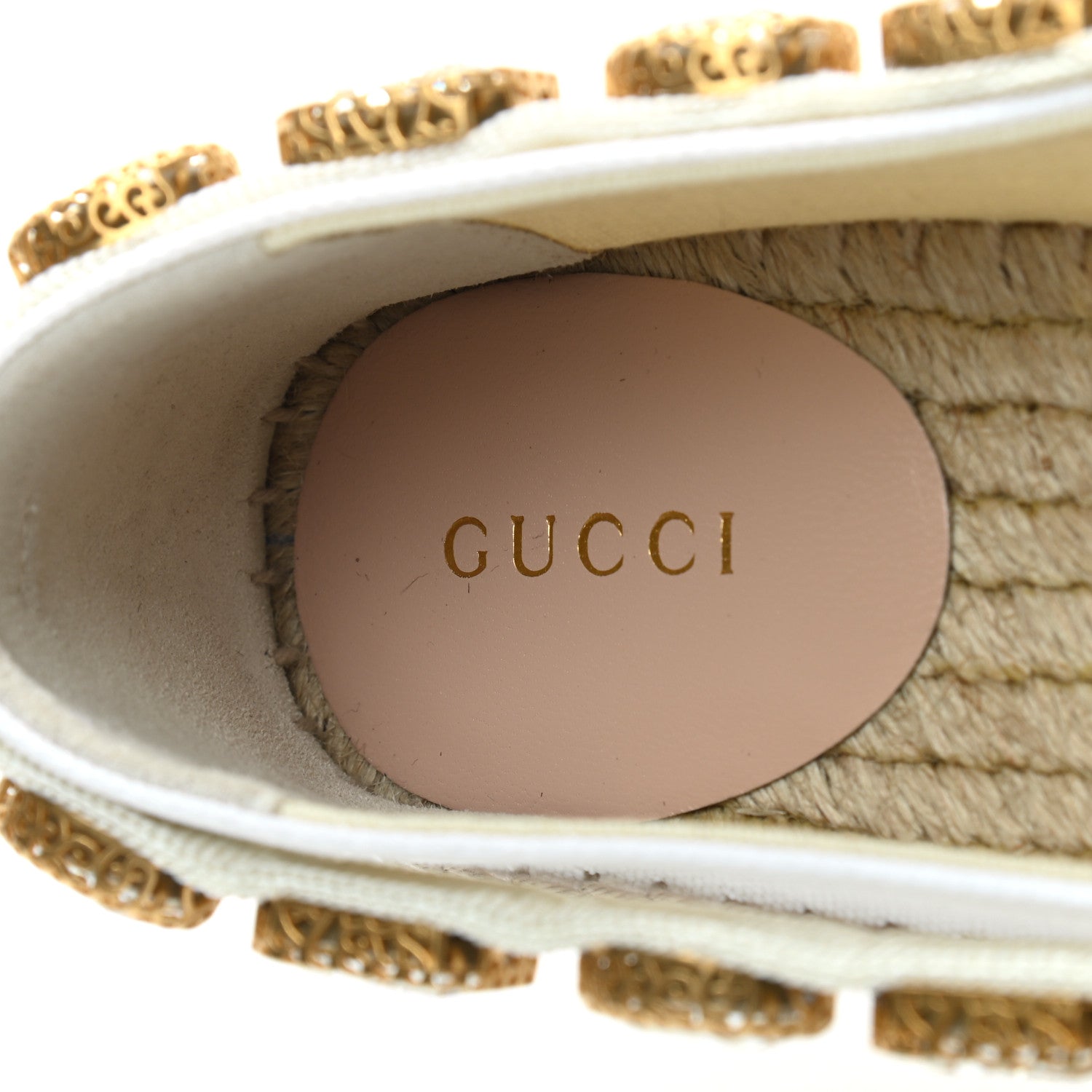 Gucci Canvas Crystal Embellished Espadrilles 37 Great White 6 of 8