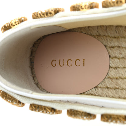 Gucci Canvas Crystal Embellished Espadrilles 37 Great White 6 of 8