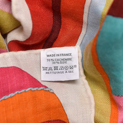 Hermes Cashmere Silk L'Art du Bojagi Shawl 140 Blanc Turquoise Orange 3 of 5