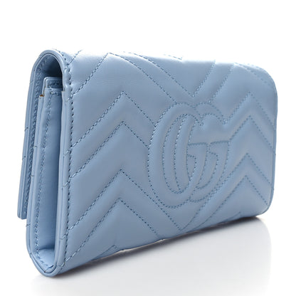 Gucci Calfskin Matelasse GG Marmont Continental Wallet Porcelain Light Blue 3 of 9