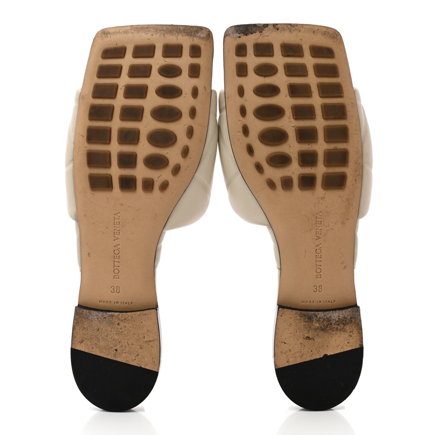 Nappa Quilted Rubber Lido Flat Sandals 38 Wax