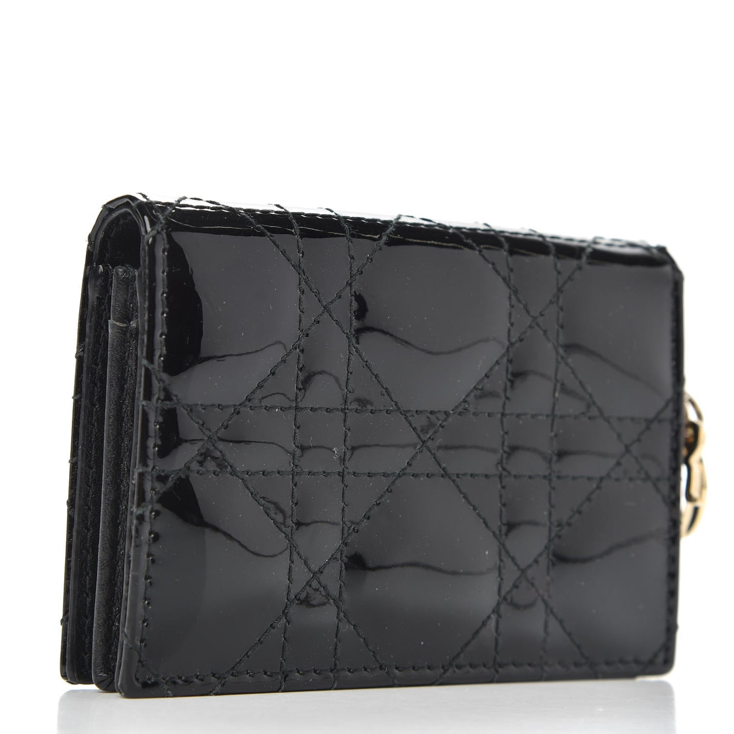Patent Cannage Lady Dior Card Holder Black