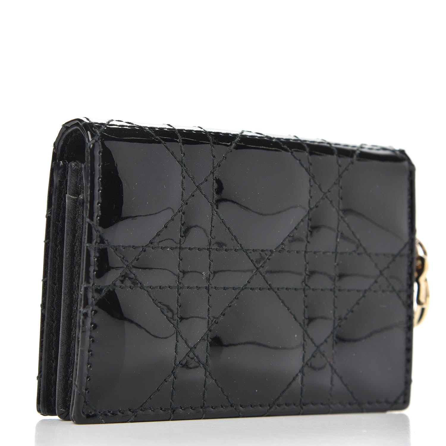 Christian Dior Patent Cannage Lady Dior Card Holder Black 3 of 6