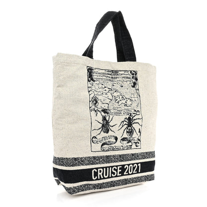 Christian Dior Canvas Print Cruise Tote Ivory Black 3 of 9